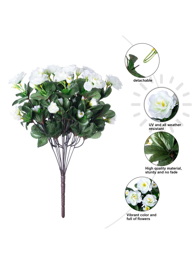 HyeFlora Artificial Fake White Flowers Plants for Outdoor Outside Winter Christmas Decoration  Faux Silk Camellia UV Resistant Realistic for Front Door Porch Planter Pot Patio Balcony  3 Bundles  - Image 5