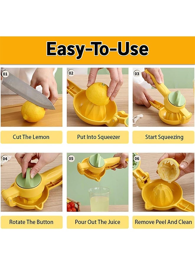 Multifunctional Manual Lemon Juicer,Fruit Juicer Citrus Lemon Squeezer Household Small Lemon Clip Squeezer Hand Press Kitchen Tool for Lemon Juice (yellow)  - Image 3