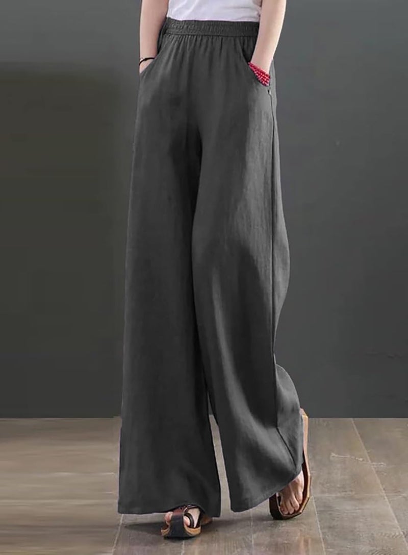 KOTTY Women's Crumble Fabric Wide Leg Trousers(Grey,30)_KOTTYWOMENSPANT737L - Image 3