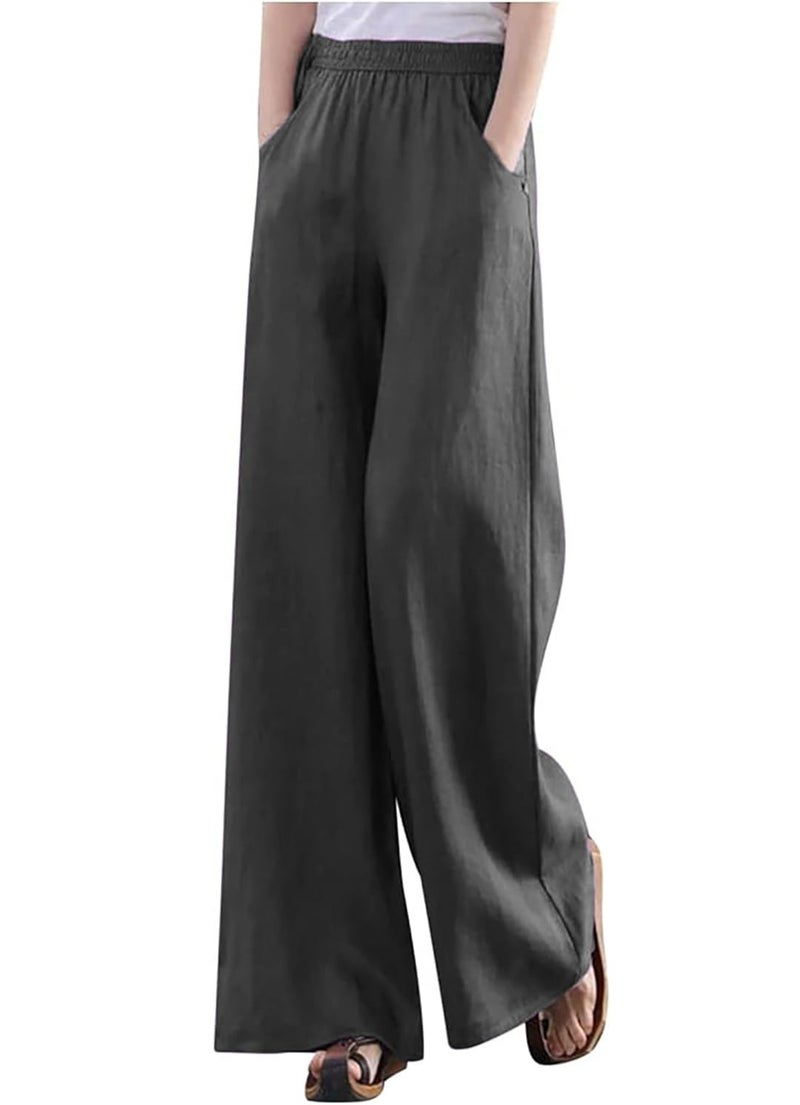 KOTTY Women's Crumble Fabric Wide Leg Trousers(Grey,30)_KOTTYWOMENSPANT737L - Image 1