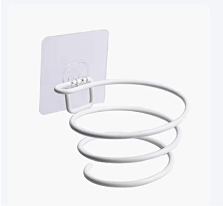 PRAYAS Self Adhesive Hair Dryer Holder Wall Mounted Hair Blow Dryer Rack Bathroom Hair Dryer Organizer WHITE - Image 1