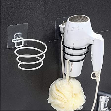 PRAYAS Self Adhesive Hair Dryer Holder Wall Mounted Hair Blow Dryer Rack Bathroom Hair Dryer Organizer WHITE - Image 5