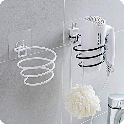 PRAYAS Self Adhesive Hair Dryer Holder Wall Mounted Hair Blow Dryer Rack Bathroom Hair Dryer Organizer WHITE - Image 2