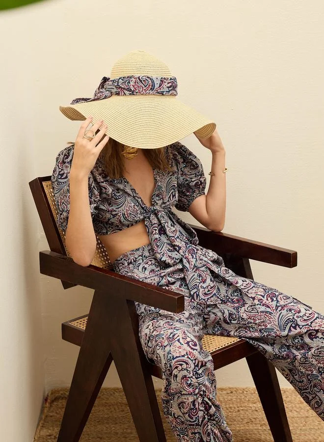 ساسافراس Sassafras Paisley Print Tie-Front Crop Top and Trousers Co-Ords