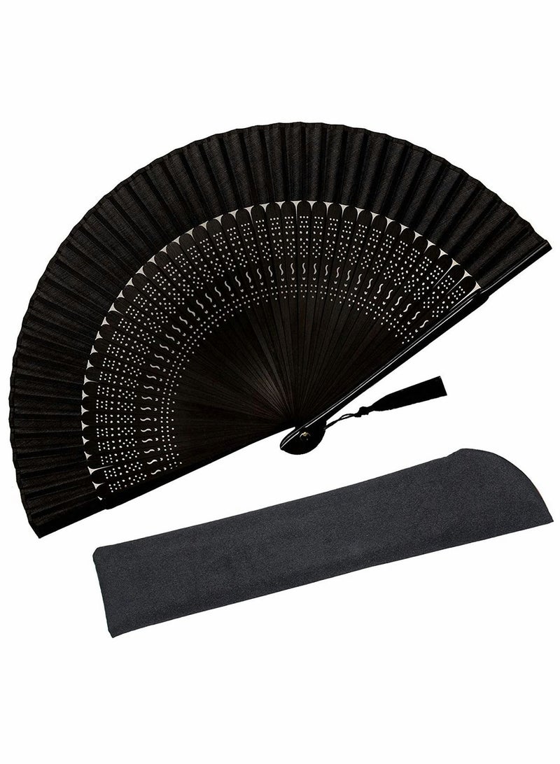 واي آند دي Folding Fan, Hand Fan Bamboo Festival Fans, Chinese Japanese Kung Fu Tai Chi Vintage Silk Fans for Music Festival, Dance Retro Style Handmade - Image 1