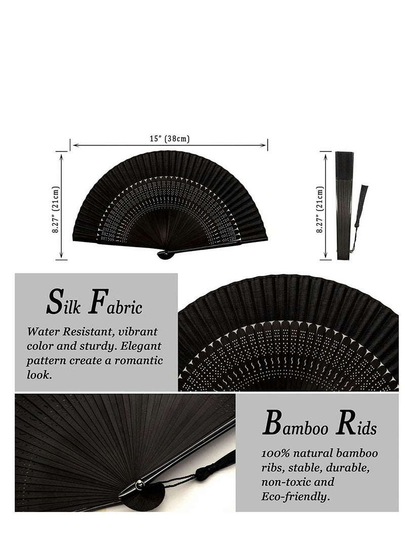 واي آند دي Folding Fan, Hand Fan Bamboo Festival Fans, Chinese Japanese Kung Fu Tai Chi Vintage Silk Fans for Music Festival, Dance Retro Style Handmade - Image 3