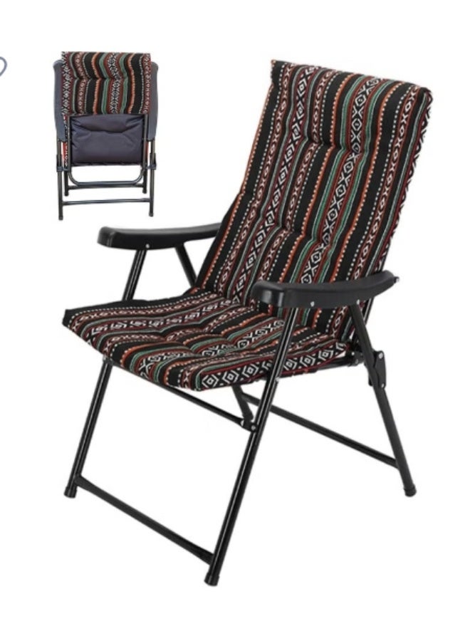 SMART HOME Comfortable Padded Folding Heritage Camping Chair – Portable Chair for the Desert, Camping, and Garden with Armrest and Backrest (59x53x85 cm) - Image 1