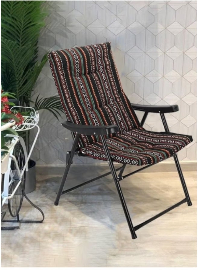 SMART HOME Comfortable Padded Folding Heritage Camping Chair – Portable Chair for the Desert, Camping, and Garden with Armrest and Backrest (59x53x85 cm) - Image 2