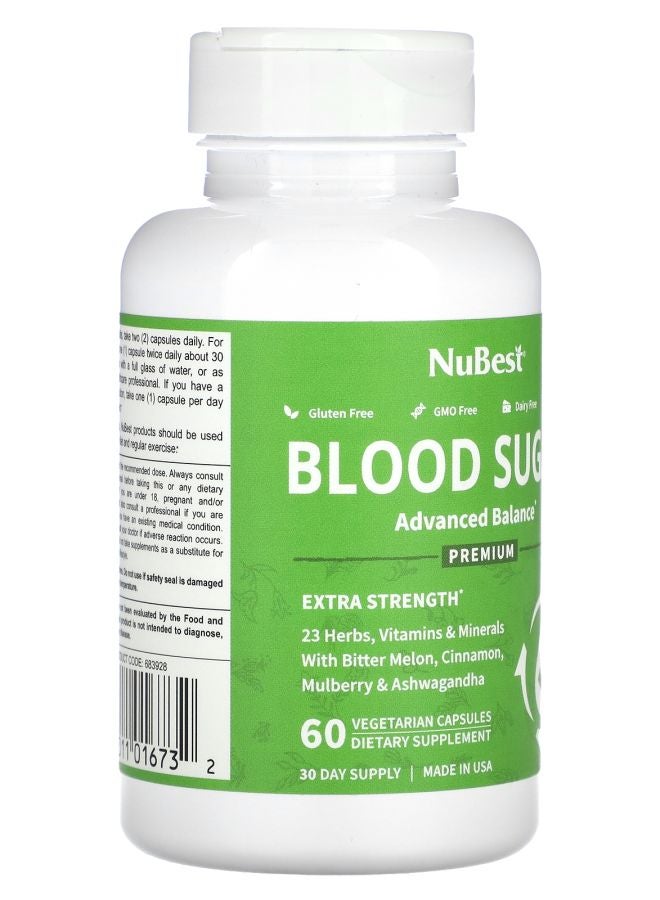 NuBest Blood Sugar Extra Strength 60 Vegetarian Capsules - Image 2