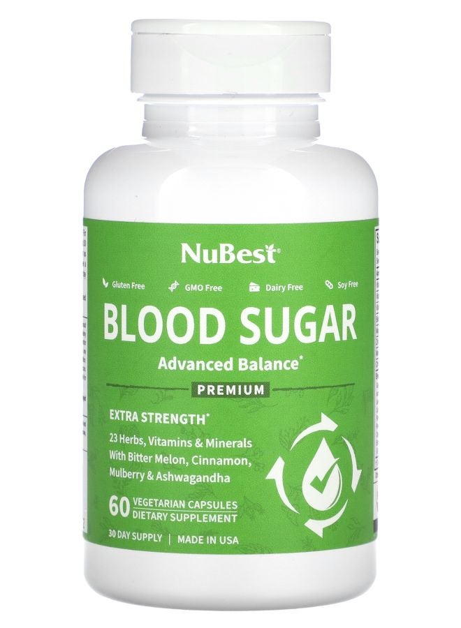 NuBest Blood Sugar Extra Strength 60 Vegetarian Capsules - Image 1