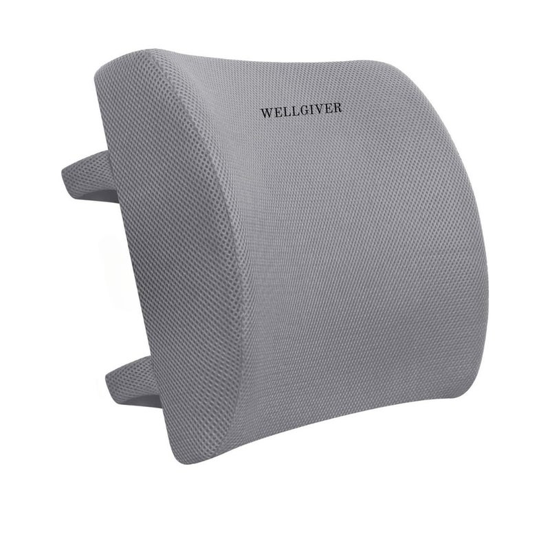 WELLGIVER WELLGIVER Back Support for Chair 2 Years Warranty Memory Foam Car Seat Back Support Orthopedic Lumbar Support Back Rest for Back Pain Relief Back Pillow for Sitting Standard Grey
