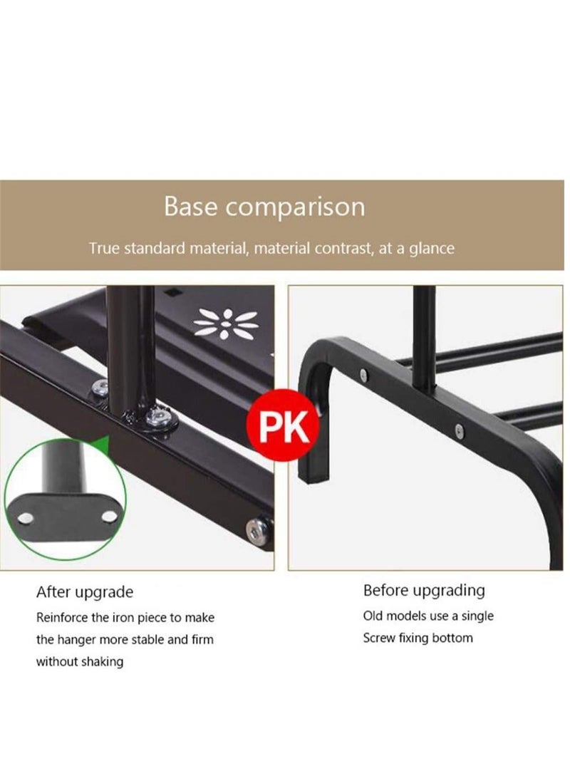 Generic - Clothes Rack Metal Garment Racks Heavy Duty Indoor Bedroom Cool Clothing Hanger with Top Rod and Lower Storage Shelf high Storage Rack, Black - Image 1
