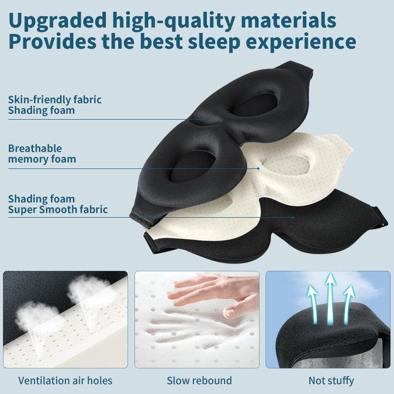 ZGGCD 3D Sleep Mask for Side Sleeper, Light Blocking Sleeping Eye Mask for Women Men, Contoured Cup Night Blindfold, Luxury Eye Cover Eye Shade with Adjustable Strap for Travel, Nap, Black - Image 5