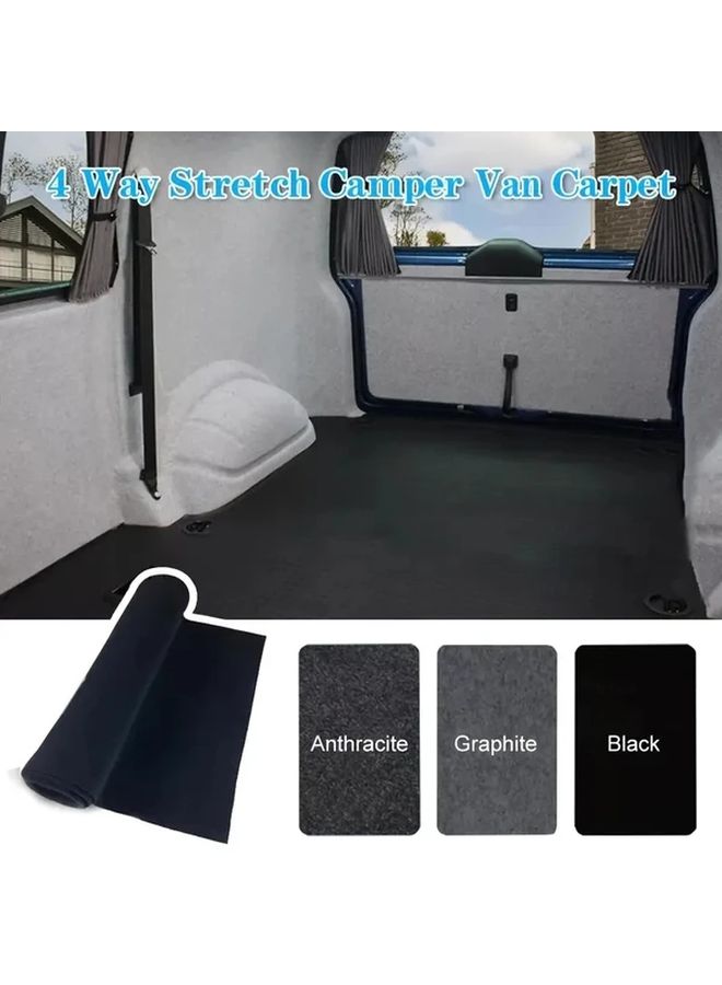 Black 39x79 Inch 4 Way Stretch Carpet Lining For Van Floor Protection - Image 3