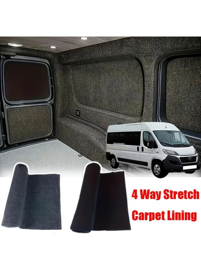 Black 39x79 Inch 4 Way Stretch Carpet Lining For Van Floor Protection - Image 1