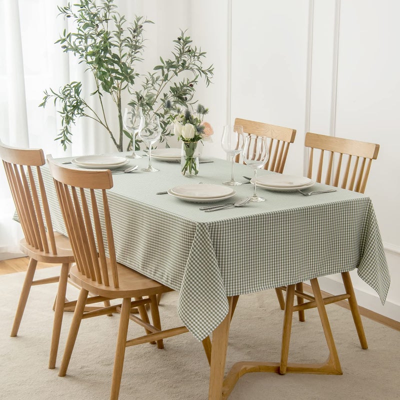 maxmill Checkered Rectangle Dining Room Tablecloth Water Resistance Wrinkle Free Spillproof Heavy Weight Gingham Plaid Table Cloth for Banquet Parties Holiday Dinner, 60 x 84 Inch Sage White - Image 1