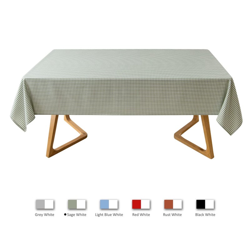 maxmill Checkered Rectangle Dining Room Tablecloth Water Resistance Wrinkle Free Spillproof Heavy Weight Gingham Plaid Table Cloth for Banquet Parties Holiday Dinner, 60 x 84 Inch Sage White - Image 3