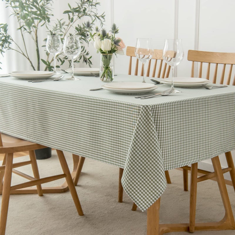 maxmill Checkered Rectangle Dining Room Tablecloth Water Resistance Wrinkle Free Spillproof Heavy Weight Gingham Plaid Table Cloth for Banquet Parties Holiday Dinner, 60 x 84 Inch Sage White - Image 2