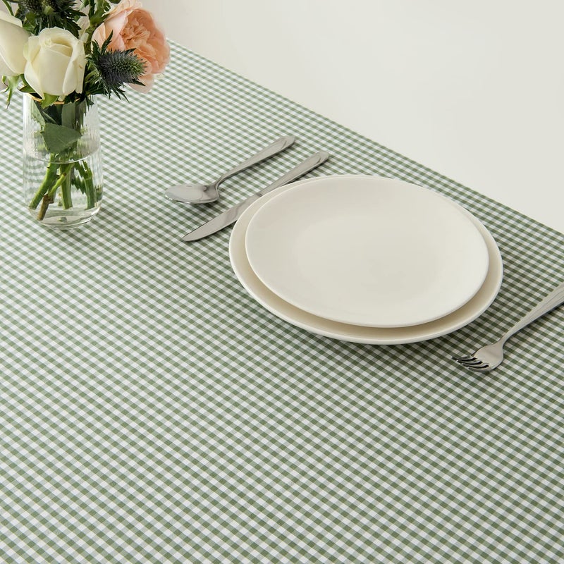 maxmill Checkered Rectangle Dining Room Tablecloth Water Resistance Wrinkle Free Spillproof Heavy Weight Gingham Plaid Table Cloth for Banquet Parties Holiday Dinner, 60 x 84 Inch Sage White - Image 4
