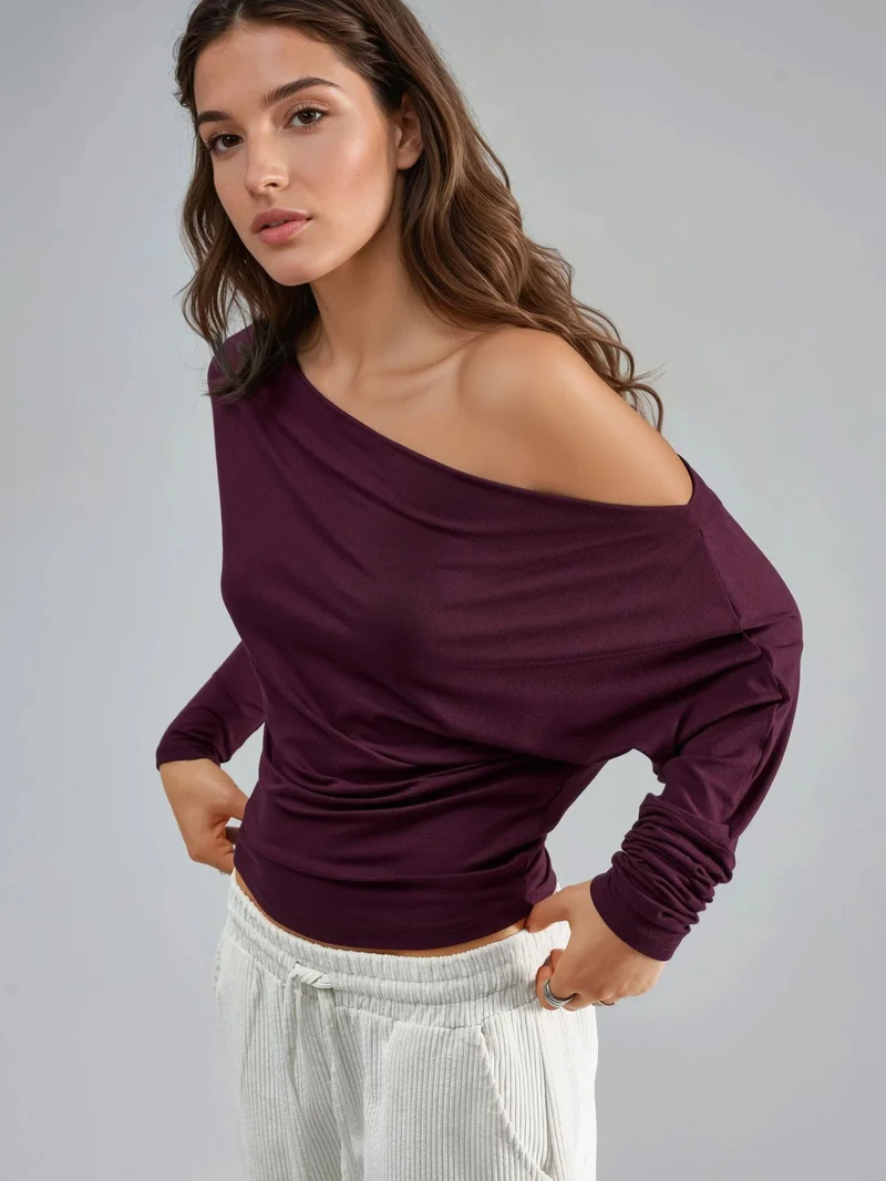 Busem BUSEM Boat Neck Drape Blouse