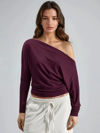 Busem BUSEM Boat Neck Drape Blouse