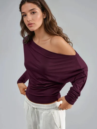 Busem BUSEM Boat Neck Drape Blouse