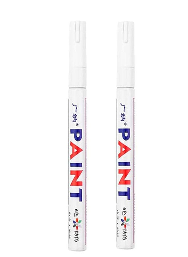 Jasol Paint Marker Pens Water Based Paint Markers Permanent Waterproof Quick Dry Medium Tip Pen for Metal Wood Fabric Glass Art Craft (White) Set of 2 - Image 1