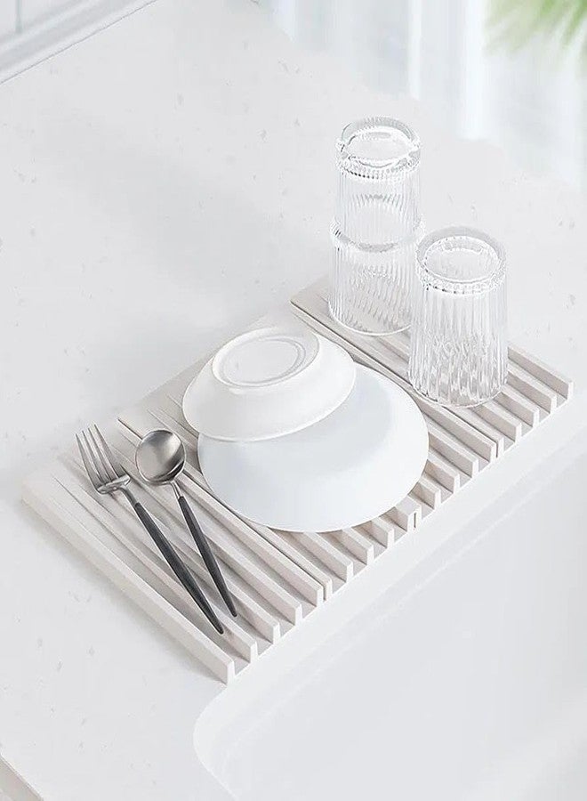 DRAWBRIDGE Foldable Dish Drain Pad Multi-Functional Dish Drying Rack Mat for Kitchen Counter & Sink – Space-Saving Silicone Dish Organizer for Plates, Cups, Utensils, Cookware, and Trivet - Image 2