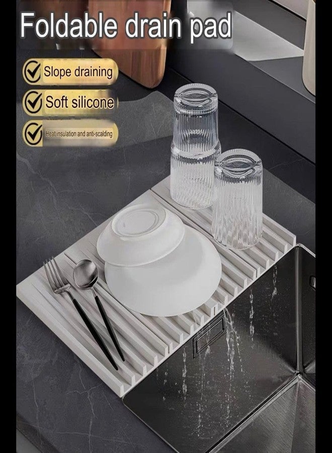 DRAWBRIDGE Foldable Dish Drain Pad Multi-Functional Dish Drying Rack Mat for Kitchen Counter & Sink – Space-Saving Silicone Dish Organizer for Plates, Cups, Utensils, Cookware, and Trivet - Image 5