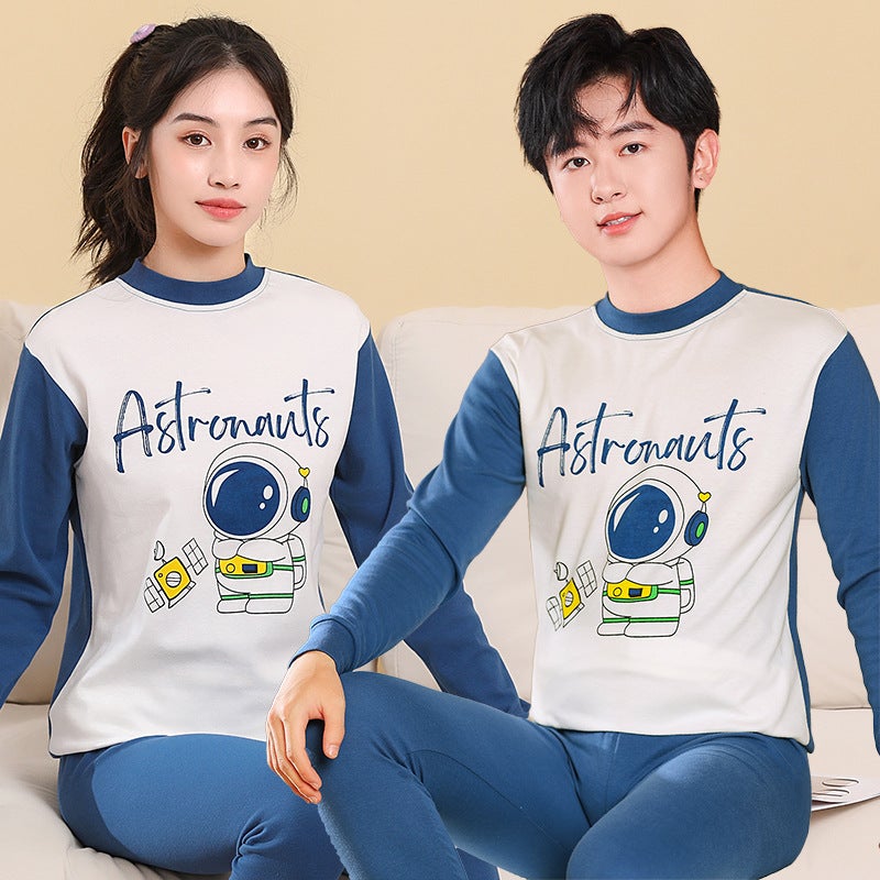 Teenager Autumn Clothes And Pants Suit Girls' Thermal Underwear Middle School Junior High School Boys' Home Clothes Pajamas - Image 1