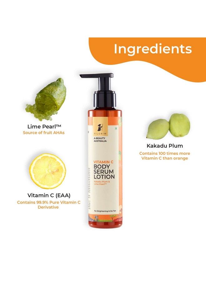 PILGRIM Australian Vitamin C Body Serum Lotion For Dry Skin With Kakadu & Lime Pearl™ ; Vitamin C Body Lotion For Brightening & Detan; Fades Dark Spots & Evens Skin Tone ; For Women & Men; 150 Ml - Image 5
