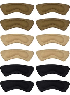Hotop 6 Pairs Heel Stickers Grips Liner Heel Cushion Pads Inserts for Loose Shoes Women Christmas(Brown, Khaki, Black) 