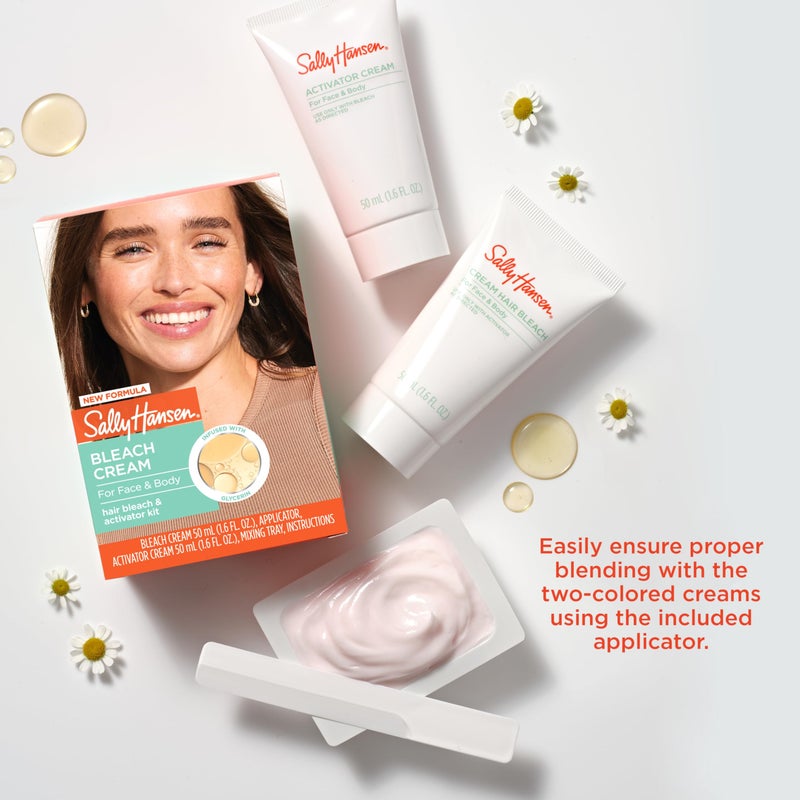 Sally Hansen Bleach Cream for Facial & Body Hair | Vegan Formula with Glycerin | All Skin Types | Pack of 2 (Package May Vary) - Image 3