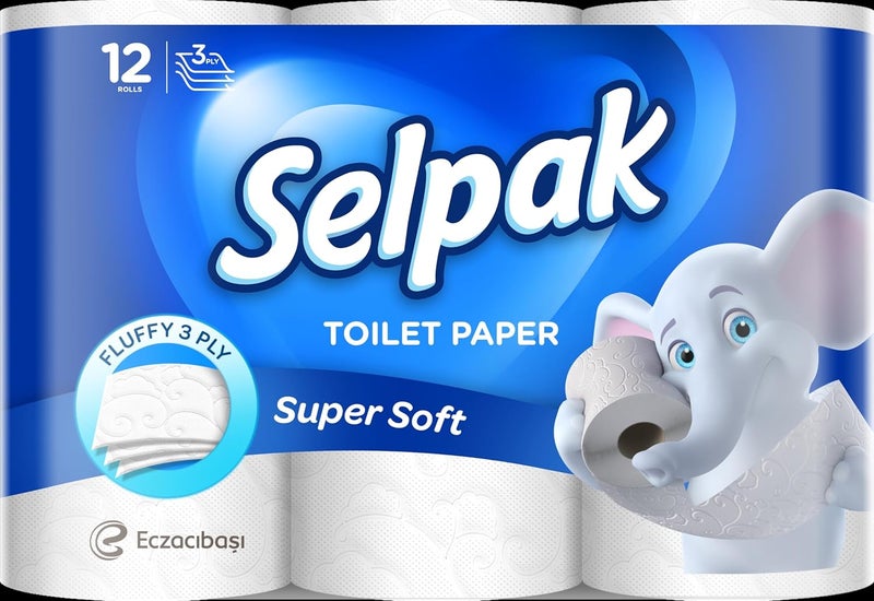Selpak 3 Ply Toilet Paper 12 Rolls 140 Sheets - Image 1