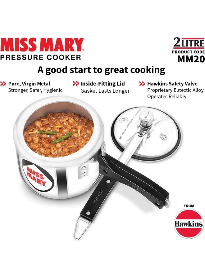 Hawkins 2 Liters Miss Mary Aluminium Pressure Cooker With Inner Lid,Silver  - Image 3