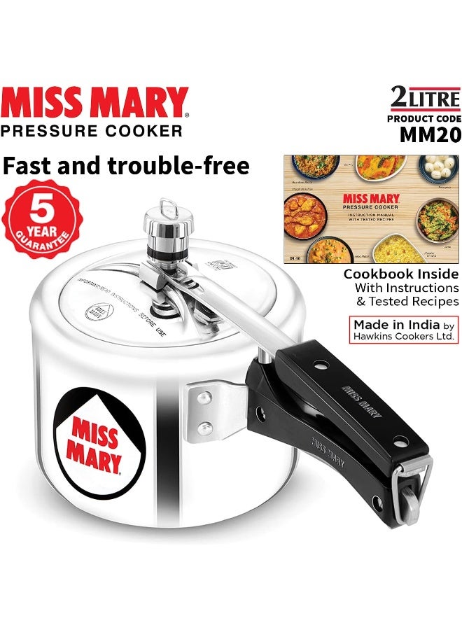 Hawkins 2 Liters Miss Mary Aluminium Pressure Cooker With Inner Lid,Silver  - Image 4