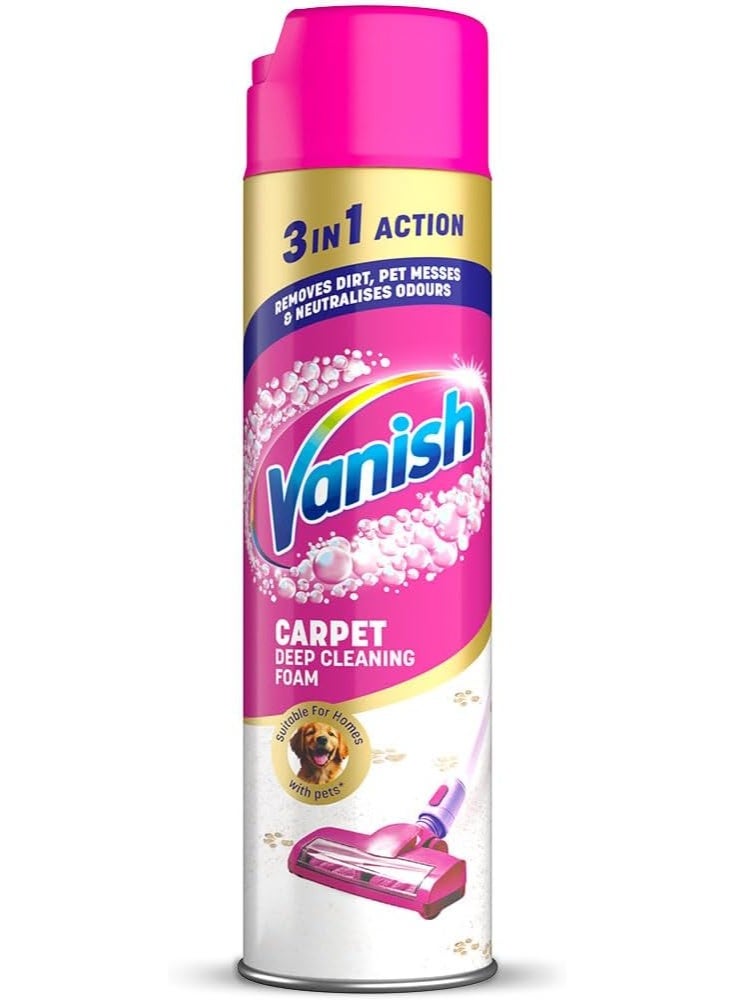 Vanish Gold Carpet Cleaner Foam Stain Remover Eliminates Dirt Pet Messes and Odours Removes 5X More Dirt vs Vacuuming alone for a Deep Clean 600ml - Image 1