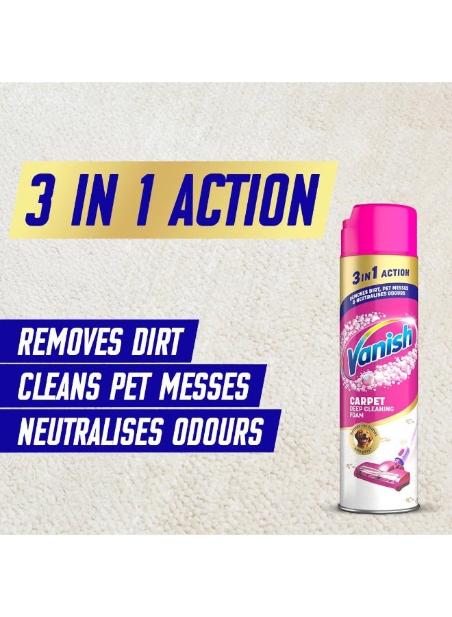 Vanish Gold Carpet Cleaner Foam Stain Remover Eliminates Dirt Pet Messes and Odours Removes 5X More Dirt vs Vacuuming alone for a Deep Clean 600ml - Image 4