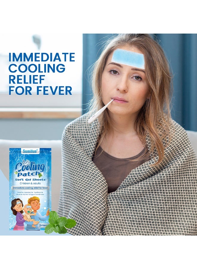 Sumifun 7 Packs Cooling Patch, lmmediate Cooling Relief For Fever, Soothe Headache Toothache Muscle Ache Fatigue Sunstroke, Cooling Gel Forehead Strips Cold Patches, Children & Adult Use, Summer Essentials - Image 2