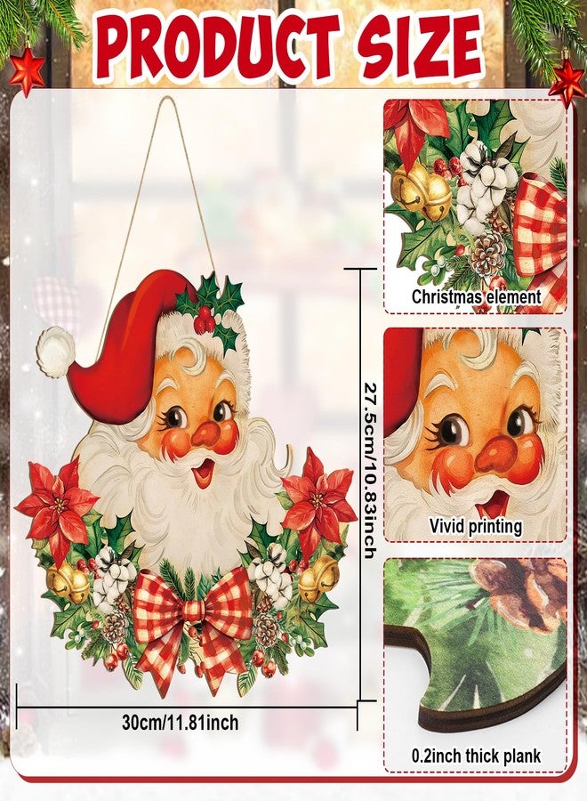 Sophena Wooden Christmas Door Wreath for Front Door Decorations Santa Wall Sign, Merry Christmas Door Signs Welcome Hanging Hanger for Home Tree Decor Xmas Party Outdoor Indoor Wreaths Supply Let it Snow - Image 2