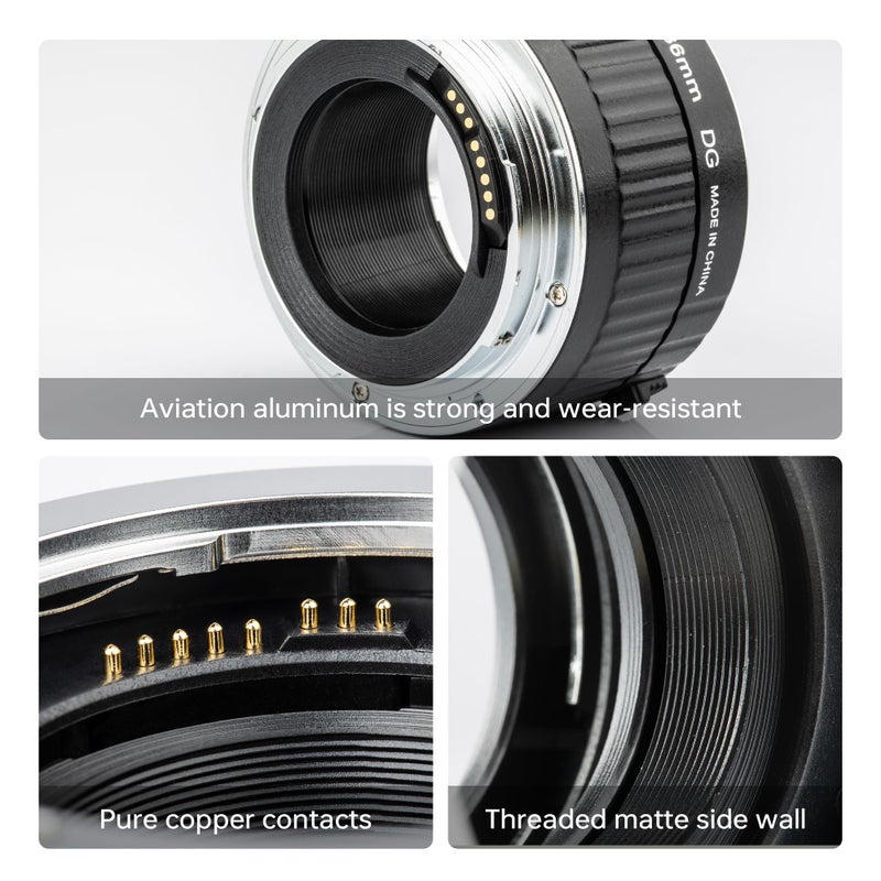 VILTROX DG-C Metal Mount Auto Focus Macro Extension Tube Set Adapter Ring (12mm+20mm+36mm) for Canon EF/EF-S Lens DSLR Camera - Image 5