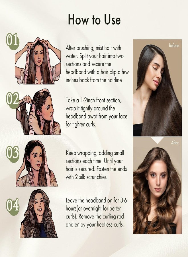 LILYSILK Women 100% Silk Hair Curler Heatless 3pc Set Silk Filled Hair Roller Rods Headband Ribbon Hair Frizz-free Overnight - Image 5