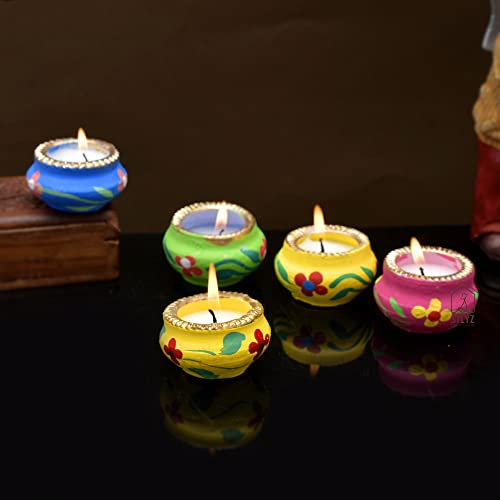STLYZ Handmade Decorative 30 pcs. Matki Diyas with Wax Filled, Navratri and Diwali Matki Diya, Home Decor Diya, Colourful Festival Diya (Pack of 30) - Image 2