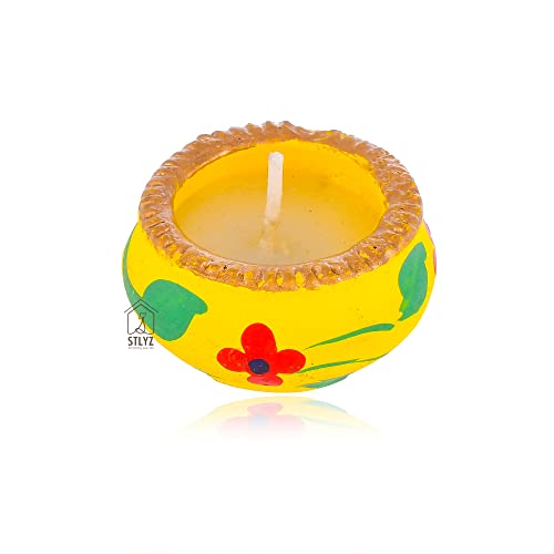 STLYZ Handmade Decorative 30 pcs. Matki Diyas with Wax Filled, Navratri and Diwali Matki Diya, Home Decor Diya, Colourful Festival Diya (Pack of 30) - Image 4