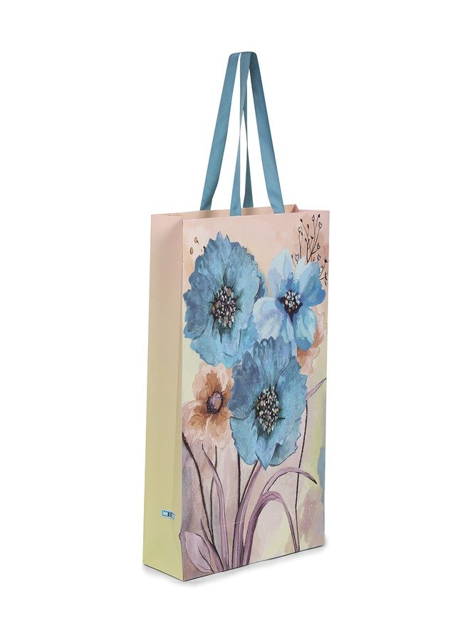 DOODLEDASH Gift Carry Bags - Flowers 1 - (Medium Size 25 x 33 x 11 cm) - For All Gifting & Festive Occasions - Ribbon Handles - Pack of 3 Pcs - Image 1