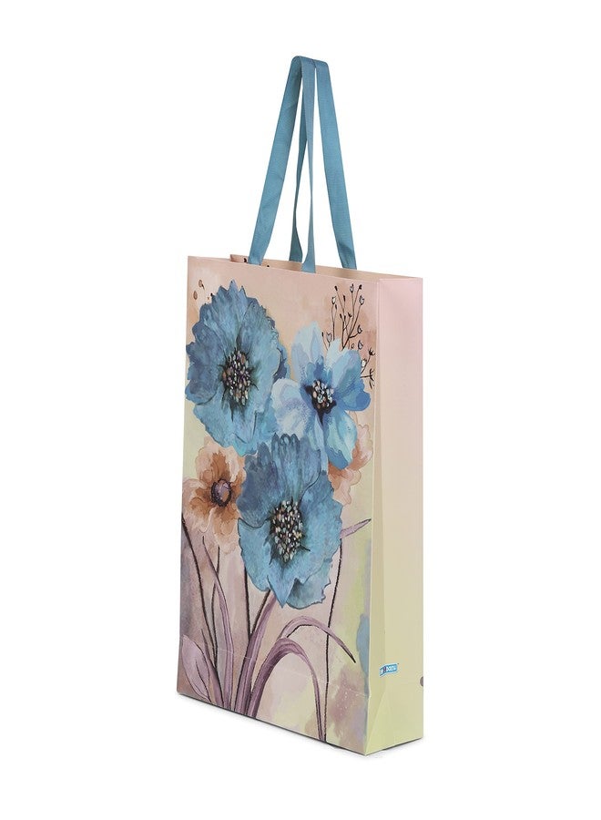 DOODLEDASH Gift Carry Bags - Flowers 1 - (Medium Size 25 x 33 x 11 cm) - For All Gifting & Festive Occasions - Ribbon Handles - Pack of 3 Pcs - Image 2