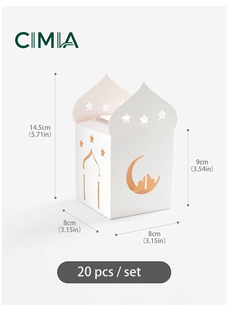 CIMIA 20pcs Candy Distribution Bags & Children's Distribution Paper Boxes, Moon and Star and Mosque Cutout Design - Children's Gifts and Chocolate/Candy Eco-Friendly Paper Boxes - Image 2