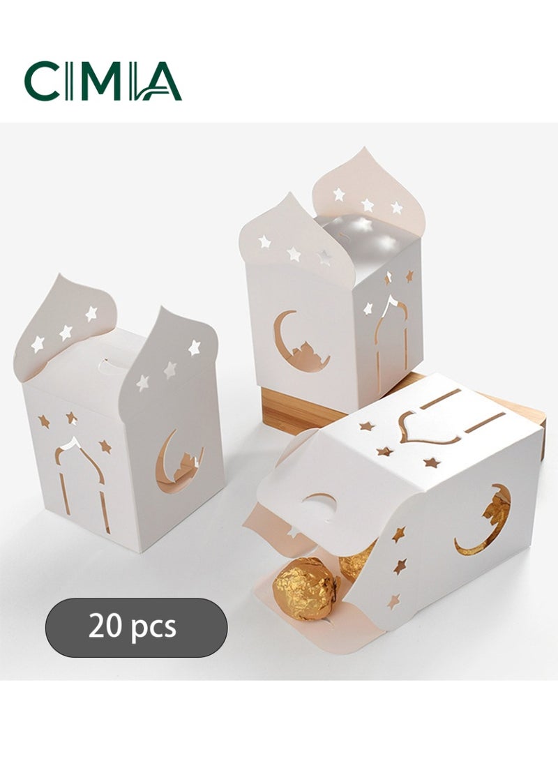 CIMIA 20pcs Candy Distribution Bags & Children's Distribution Paper Boxes, Moon and Star and Mosque Cutout Design - Children's Gifts and Chocolate/Candy Eco-Friendly Paper Boxes - Image 1