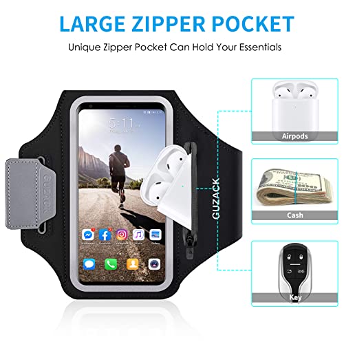 GUZACK Phone Holder for Running with Zipper Pouch, Running Armband for iPhone 16 Pro/15/14/13/12/11 Pro Max/Plus/XR/XS, Galaxy S25/S24/S23/S22, Cell Phone Arm Holder with Key Pocket & Card Slot - Image 3