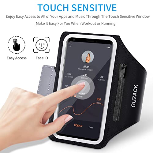 GUZACK Phone Holder for Running with Zipper Pouch, Running Armband for iPhone 16 Pro/15/14/13/12/11 Pro Max/Plus/XR/XS, Galaxy S25/S24/S23/S22, Cell Phone Arm Holder with Key Pocket & Card Slot - Image 4